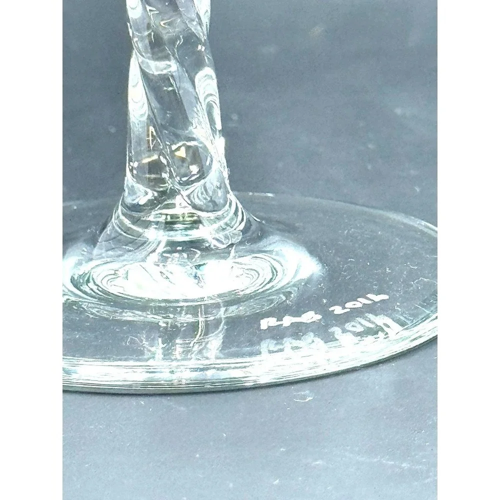 Etched Wine Glass Set Of 2, Cut Out Fish, Signed, RAB 2016, White‎ Wine,